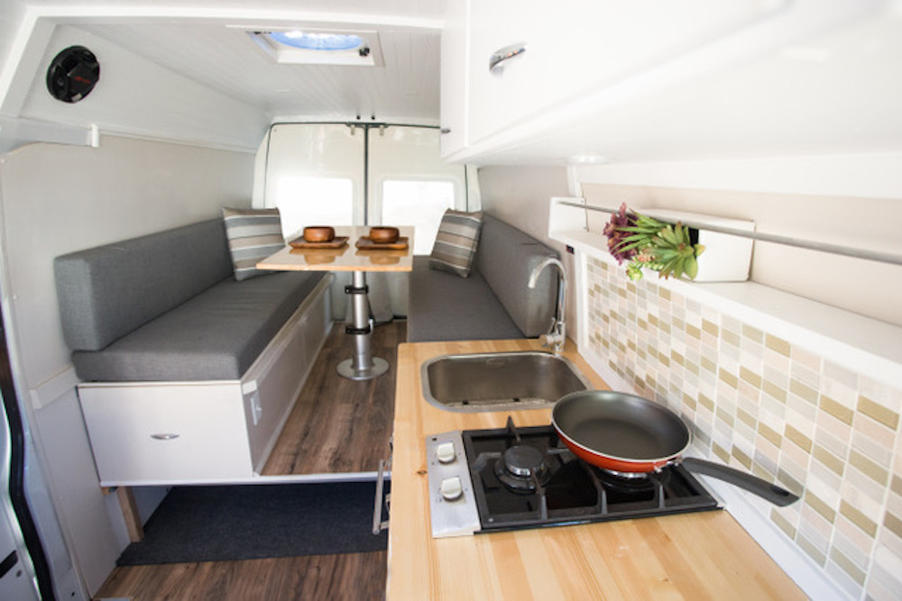 SD Camper Vans Sprinter kitchen and dining area