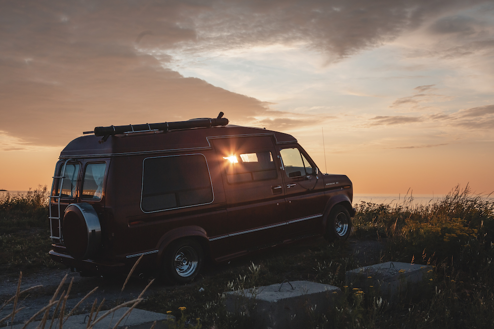 1990 Ford Econoline at sunset