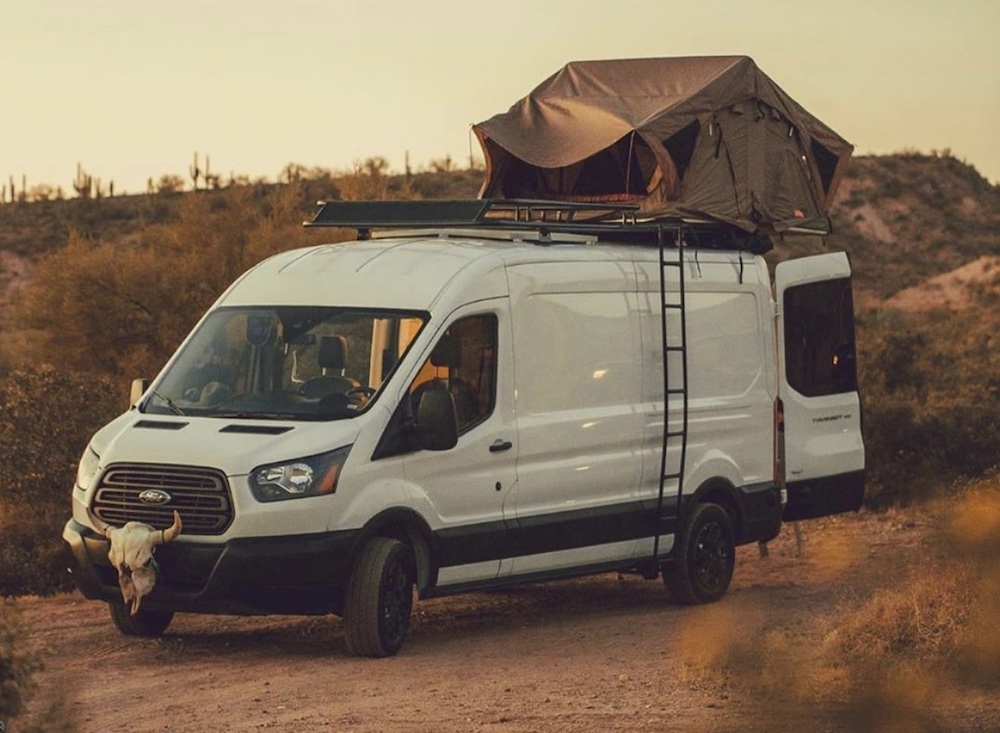 white ford transit camper van - van life travel