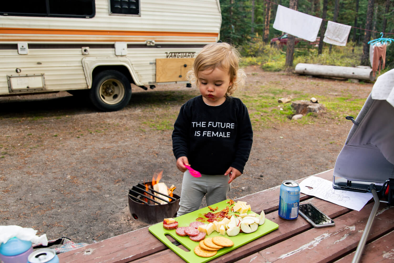 baby girl camping